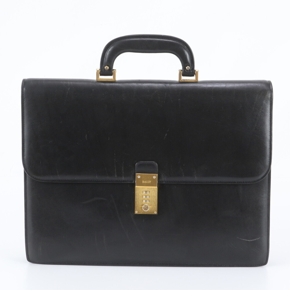 Bally Leather Bag Briefcase Tote Black Brand Men's